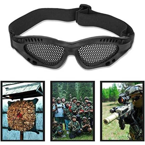 Metallnät Airsoft Ögonskydd CS Spel Glasögon Med Justerbar Utomhus Skyddsglasögon Säkerhetsglasögon (svart)