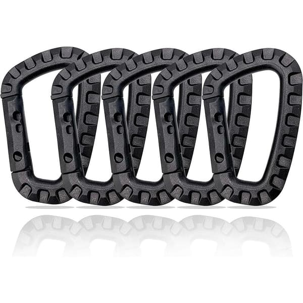 Set med 5 plastkrokar - Svart - D-formad.