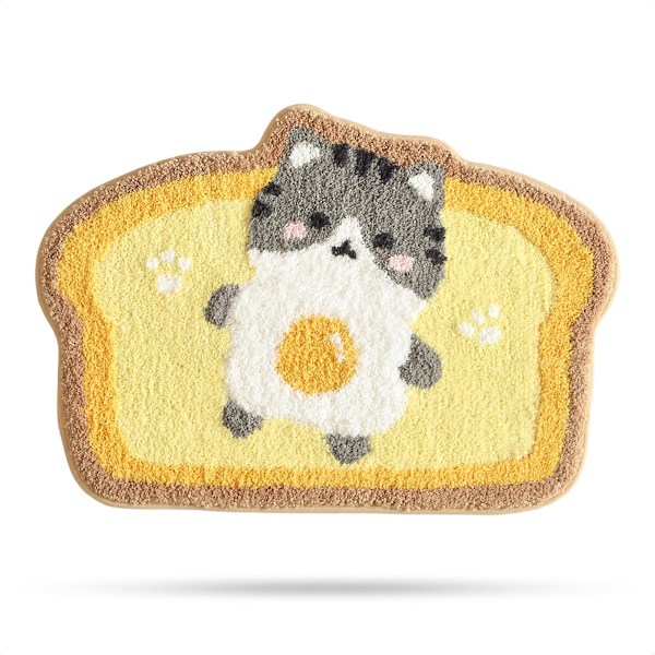 Toastmatta, mjuk absorberande mikrofiberbadrumsmatta, halkfri lurvig duschmatta, maskintvättbar, torr, lämplig för badrumsmatta, 20x31 tum, katt