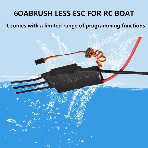 60A vattenkyld ESC borstlös motor elektrisk hastighetsregulator BEC-utgång 5V/3A för RC-båt RC-yachter