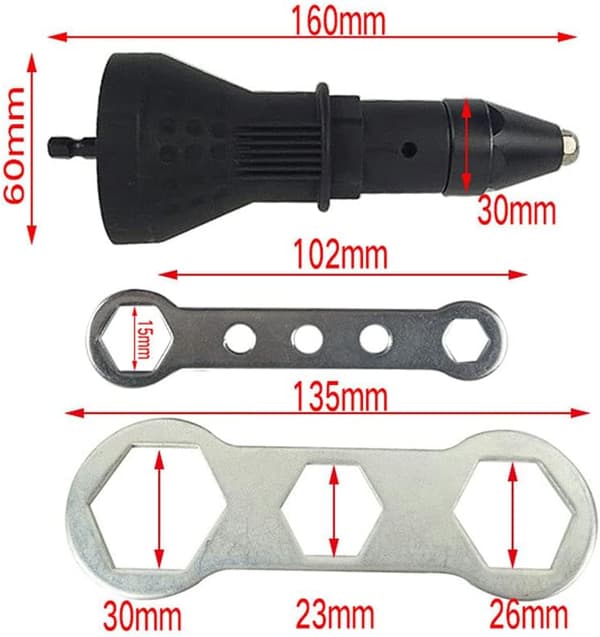 Sladdlös elektrisk borrmaskin nitpistol adapter kit nitmutter borradapter insatsmutterverktyg (blå)
