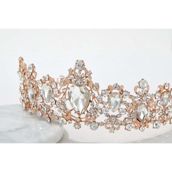 Princess Rhinestone Tiara Bröllop Crown Bridal Tiara med Kristall