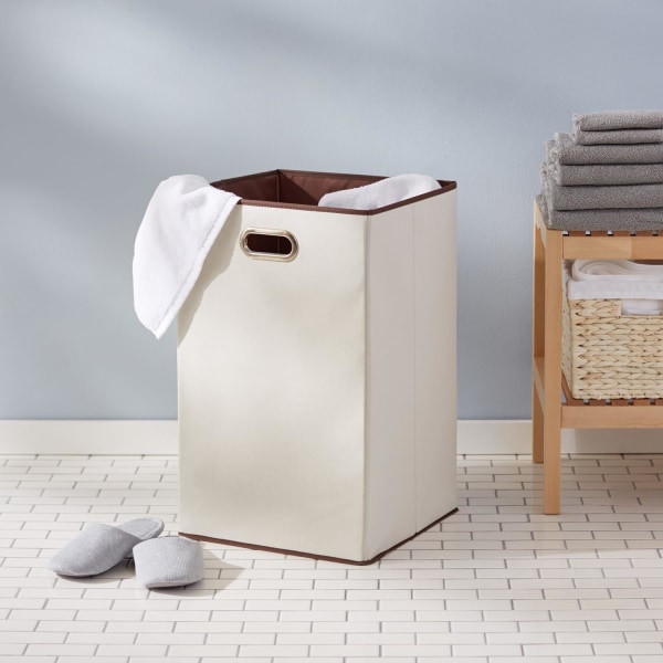 Hopfällbar rektangulär tvättkorg, beige