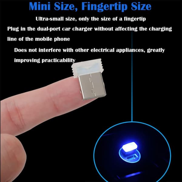 Mini USB-bilbelysning, USB-minibelysning, 10 st USB-bilatmosfärsbelysning, USB-bilinnerbelysning (blå)