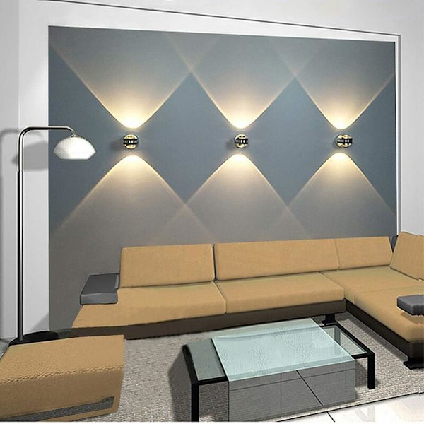6W LED-vägglampa upp och ner - Inomhus effekt vägglampa aluminium armatur belysning för hall sovrum sängbord [varmvit] Warm White