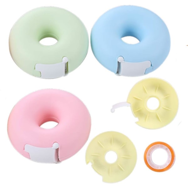 Donutformad tejpdispenser med tejp godisfärg maskeringstejp förvaringsorganisatör 4-pack