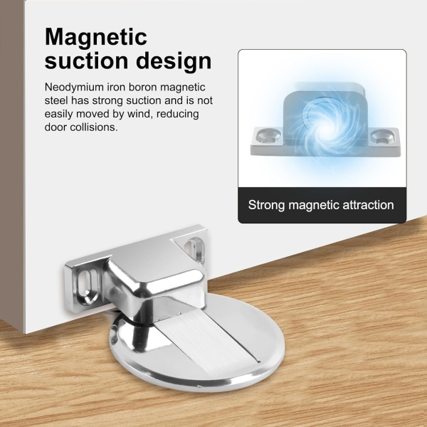 Magnetisk dörrstoppare 2-pack, osynligt kraftigt magnetiskt dörrstopp, självhäftande och med skruvar