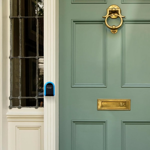 Säkerhetsnyckelbox, säkerhetskombinationsnyckel, 4-siffrig nyckelbox, robust husnyckellåda, robust säkerhetskombinationsnyckelgömma, blå blue