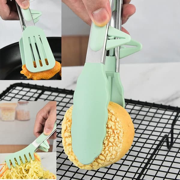 Silikontänger för matlagning, 4-pack 11-tums matlagningstänger, non-stick rostfria ståltänger med silikonspetsar (grön)