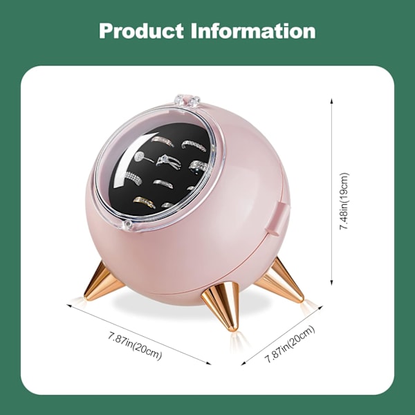 Vikbar Dammtät Smyckeskrin Förvaringslåda Rund Planet för Halsband Örhängen Armband Ring Tillbehör för Dam Smycken Display Stand - rosa pink