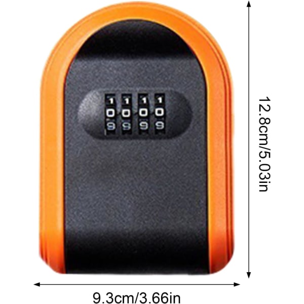 Säkerhetsnyckelbox, säkerhetskombinationsnyckel, 4-siffrig nyckelbox, robust husnyckellåda, robust säkerhetskombinationsnyckelgömma, orange orange