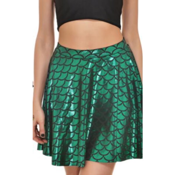 Kvinnors printed kjol i personlighetsskala Femininitet Mode plisserad kjol (grön, XXXL) xxxl