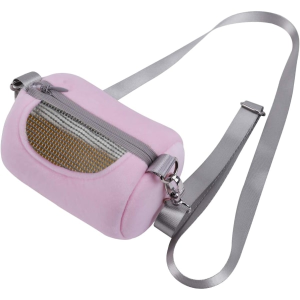Bärbar husdjursryggsäck med nätfönster hamster varm väska (rosa) 1 st Pink