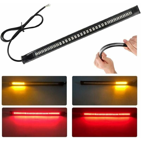 Ultratunn motorcykel bakljusstång 48LED 2835 3014SMD - Universell flexibel 12v LED-remsa - Motorcykel strålkastare platta LED bromsassistentljus