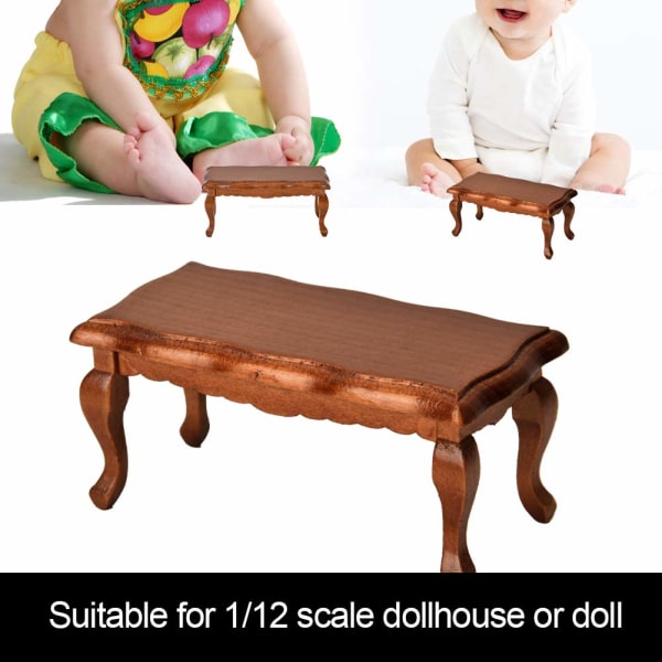 1:12 Miniatyr sidobord av trä, Dollhouse Miniatyr sidobord, modell Wave sidobord (brunt) Brown