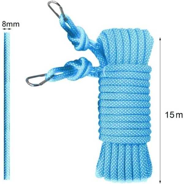 Tvättlinerep, 15 m kraftig tvättlina, flätat bomullsrep för flera ändamål, 8 mm reseklädstreck