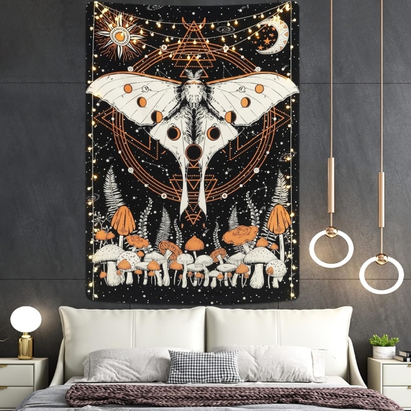 Psykedelisk väggbonad Luna Moth Butterfly Tapestry Sun Moon Tapestries Solar Lunar Eclipse Tapestries(150 * 130cm)