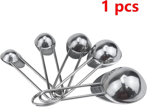 Mätskedar, rostfritt stål 5-delad mätskedsset - 1/8 tsk, 1/4 tsk, 1/2 tsk, 1 tsk och 1 msk för mätning av torra och flytande ingredienser