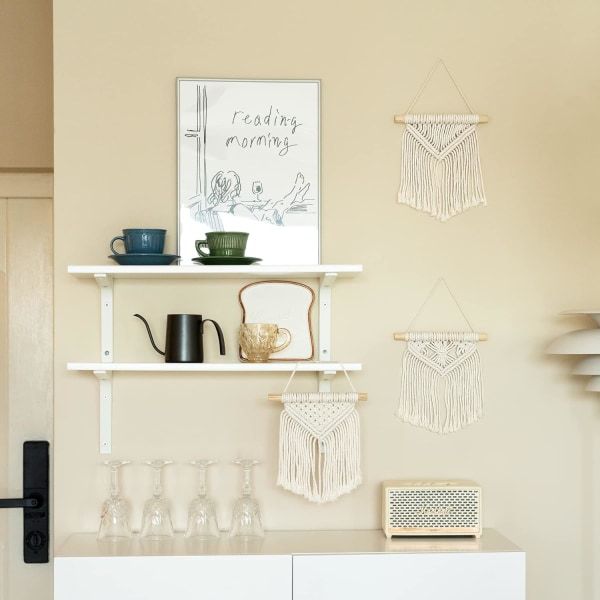 Mini Macrame Väggdekoration 3 st Söt Boho Julgran Dekoration Bil Prydnader Vävd Konst Dekor för Barnkammare Badrum Sovrum Vardagsrum Sovsal Hem,B