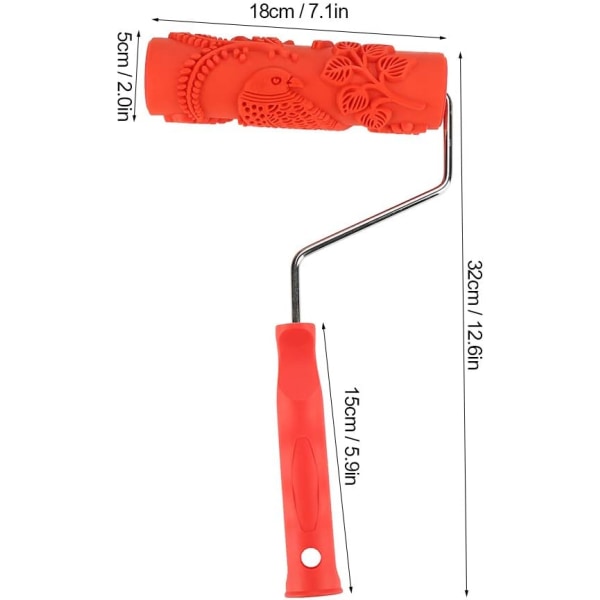 7-tums målarrulle, gummipräglingstextur Väggtryckborste Reliefrullverktyg med handtag