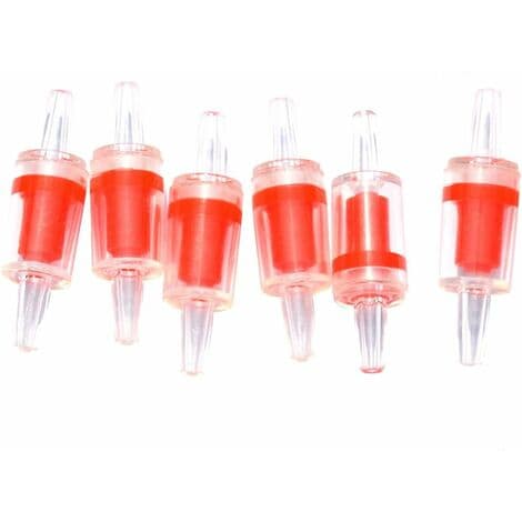 6 st akvarieluftpump backventiler röd transparent plast envägs backventil för akvarium