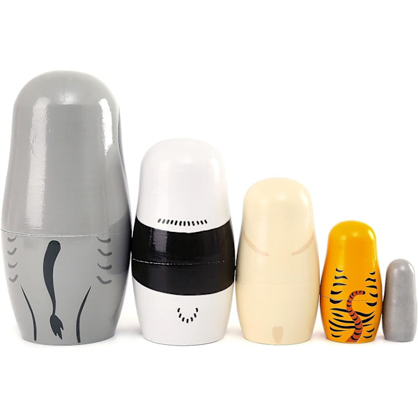 Handgjorda trä djurmatryoshka dockor elefant panda matryoshka dockor - 5 stycken