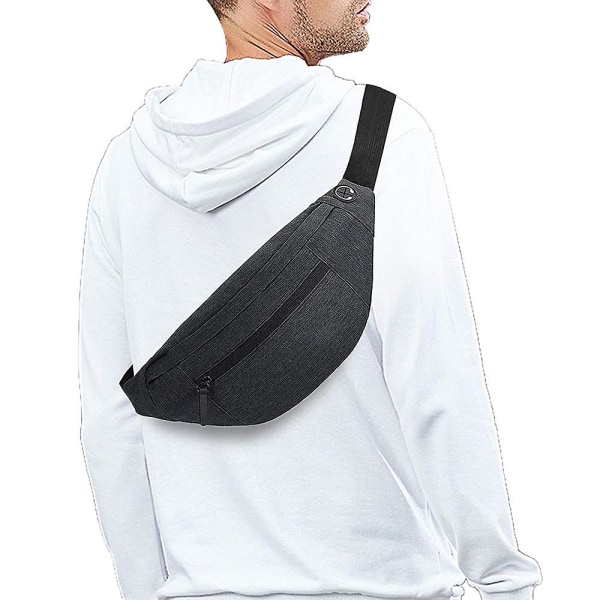 Crossbody bältesväska med stor kapacitet 4 fickor med dragkedja för träningslöpning - ljusgrå Light grey