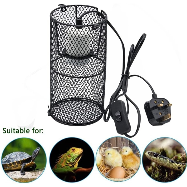 Reptil husdjursvärmelampa lampskärmshållare, keramiskt värmelampskydd med anti-het fäste (rund)