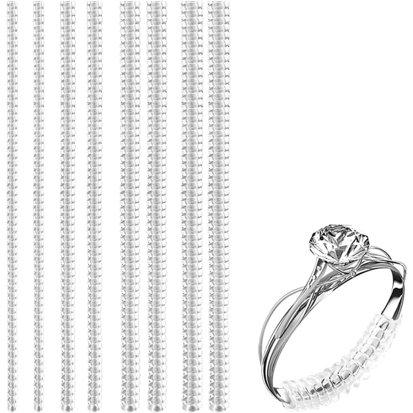 8 bitar av osynliga ringjusterare, transparent polerpassare av lös ringstorlek smycken storlek (4 storlekar)