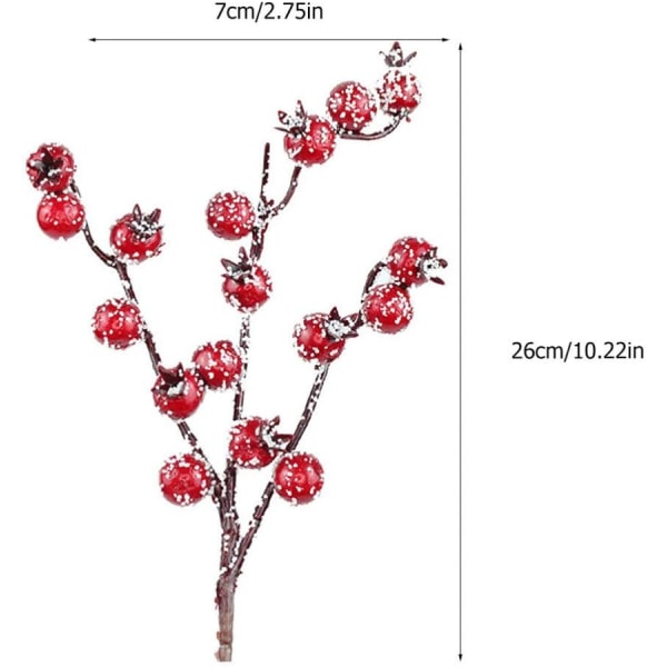 10-pack konstgjorda bärstjälkar Snöfrostade falska bärgrenpinnar Holly Berry Blomsterarrangemang Julgransdekoration Thanksgiving