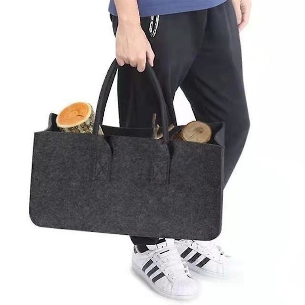 Utomhus bärbar vedförvarings transportväska förvaringskorg (Mörkgrå) 1 st Dark Grey