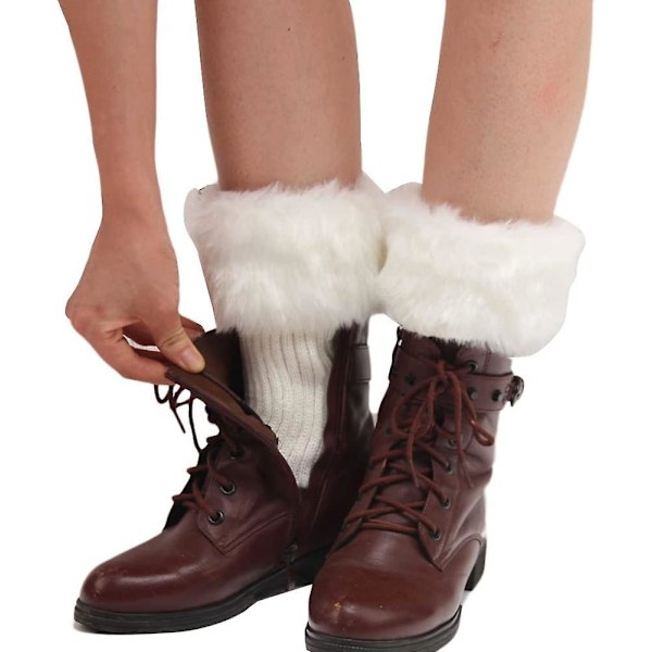 Dam vinter varma konstgjorda päls virkade stövlar strumpor korta strumpor (Khaki) 1 par Khaki