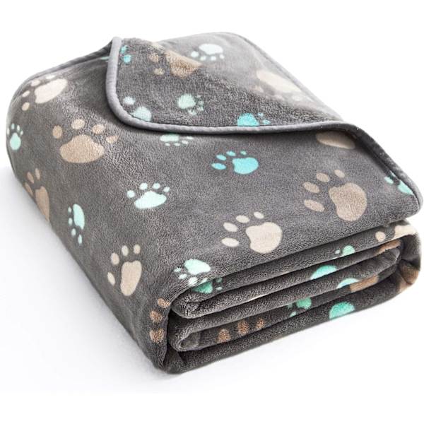 Premium Fluffy Durable Dog Blanket, Soft and Warm Fleece Cat Puppy Throw, Grey 80 x 100cm