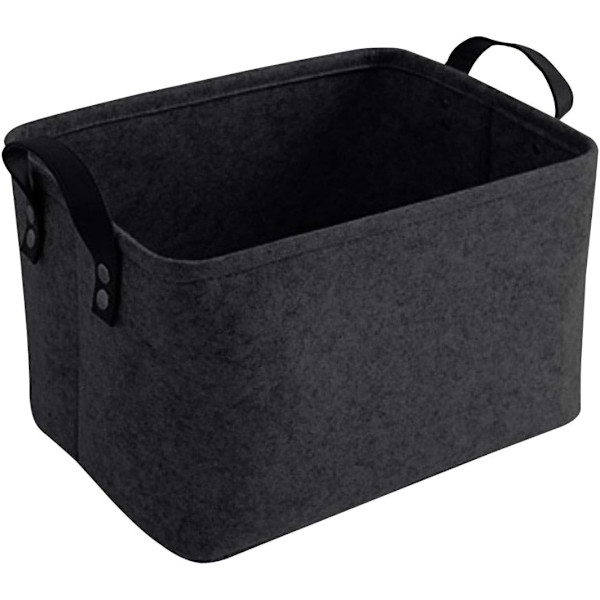 Hopfällbar förvaringskorg i filt för kläder (svart, 20X33X23CM) Black