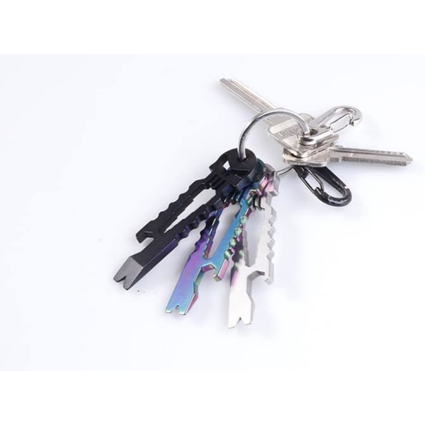 Rostfritt stål EDC nyckelring, multifunktionell camping nyckelring, kofot nyckelring, skiftnyckel (silver)