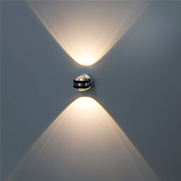 6W LED-vägglampa upp och ner - Inomhus effekt vägglampa aluminium armatur belysning för hall sovrum sängbord [varmvit] Warm White
