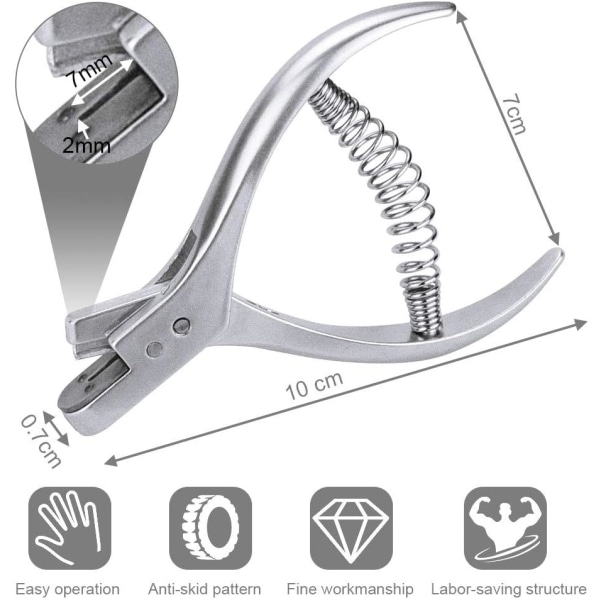 Mönsterhack 2MM bredd Papper Stål Skräddarsy Tång Industriell hålslagare, med fjäderhandtag