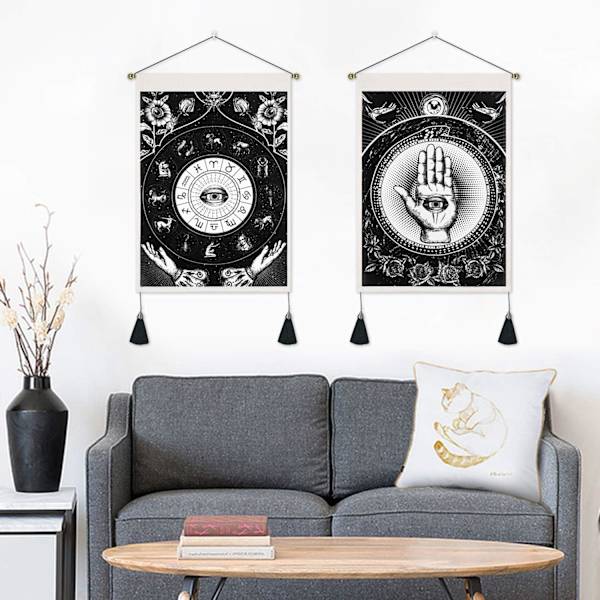2 st Svarta Onda Öga-vävnader, Astrologi Zodiak Konstellationer Väggkonst för Sovrum Vardagsrum, 35x50cm