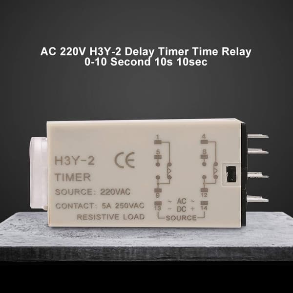 AC 220V H3Y-2 Fördröjningstimer Tidsrelä Solid State Timer 0-10 Sekunder