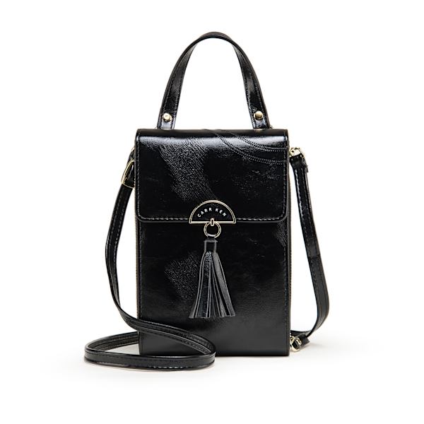 Kvinnors PU Läder Handväska Mini Justerbar Axelväska Crossbody Väska black