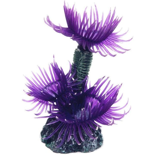 Polyresin och silikonkorallprydnader, akvariumkoralldekor för akvariedekoration, lila Purple