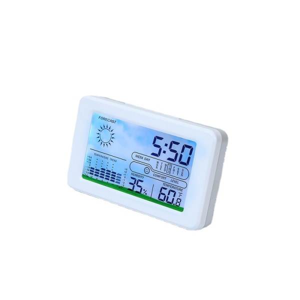 Vega LCD väderstation digital väckarklocka med temperatur & luftfuktighet - vit