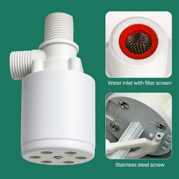 Vattennivåregleringsventil 1/2\" Automatisk påfyllningsavstängningsvatten Floatventil för fontäner Akvarium, 2-pack (1/2\")