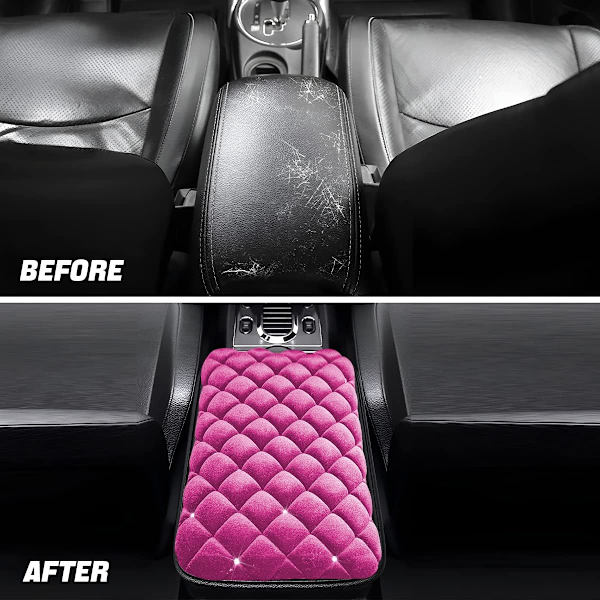 Bling Diamond Bil Armstödsöverdrag, Bling Diamond Bil Center Console Mat, Bilinredningsskydd Tillbehör, Universal Lastbil SUV, Rosa pink