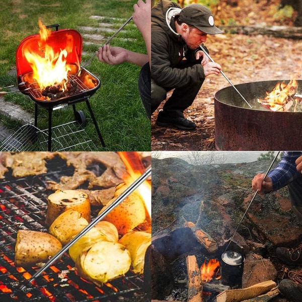 Rostfritt stål fickbälg, hopfällbart blåsrör, 2-pack åtta-sektions brandblåsrör för utomhusöverlevnad