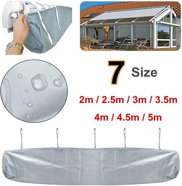 Skyddande markisöverdrag, vattentätt markisöverdrag, grått, 2 m grey 2m