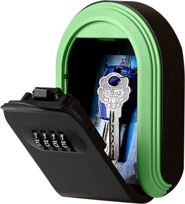 Säkerhetsnyckelbox, säkerhetskombinationsnyckel, 4-siffrig nyckelbox, robust husnyckellåda, robust säkerhetskombinationsnyckelgömma, grön green