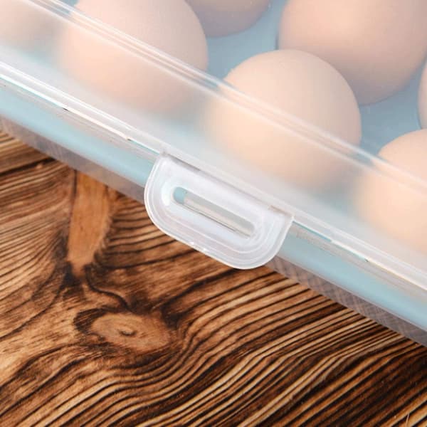 2-pack äggbehållare, kylskåpsbehållare för ägg, plastbricka med lock, rymmer 20 ägg