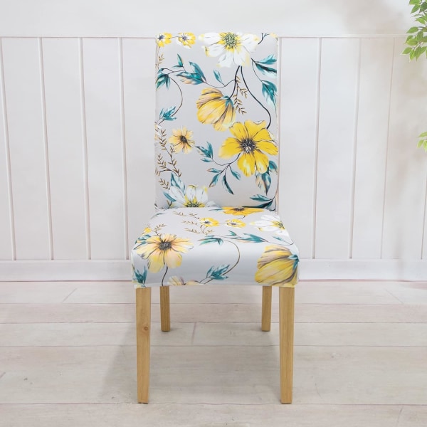 Matstolar, Print cover med blommönster, set tvättbar cover(paket med 4)