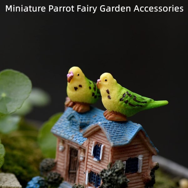 Miniatyr Parrot Fairy Garden Accessoarer, Mini Papegoja statyer för Fairy Garden Dekoration, Tårtdekoration, Landskapsdekoration, DIY Hantverk
